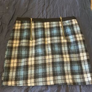 Zipper detail plaid skirt